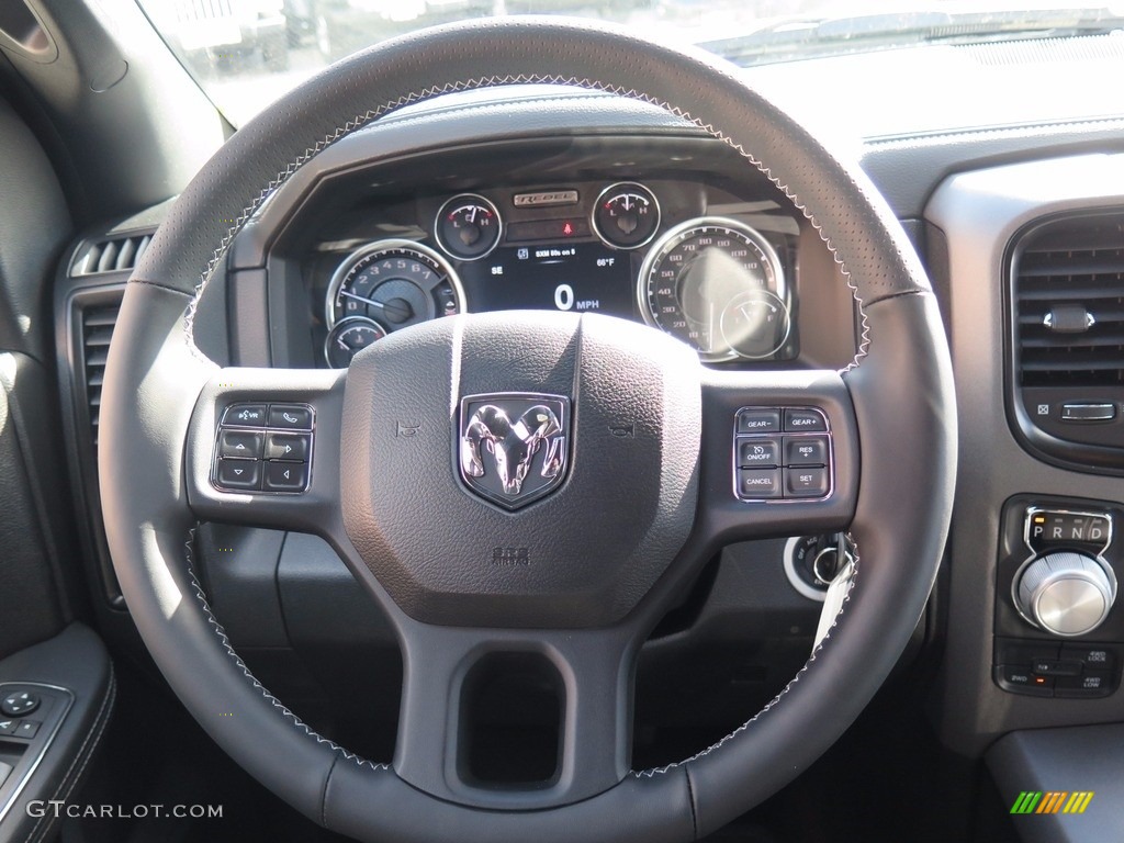 2018 Ram 1500 Rebel Crew Cab 4x4 Black Steering Wheel Photo #123597986