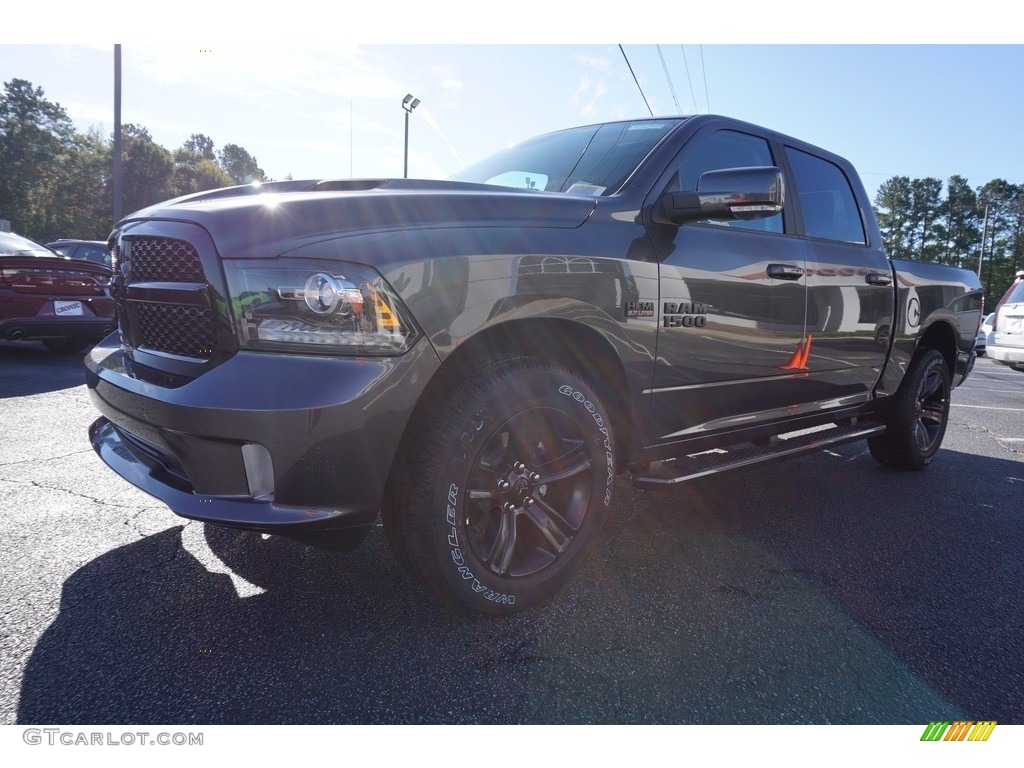 2018 1500 Night Crew Cab 4x4 - Granite Crystal Metallic / Black photo #3