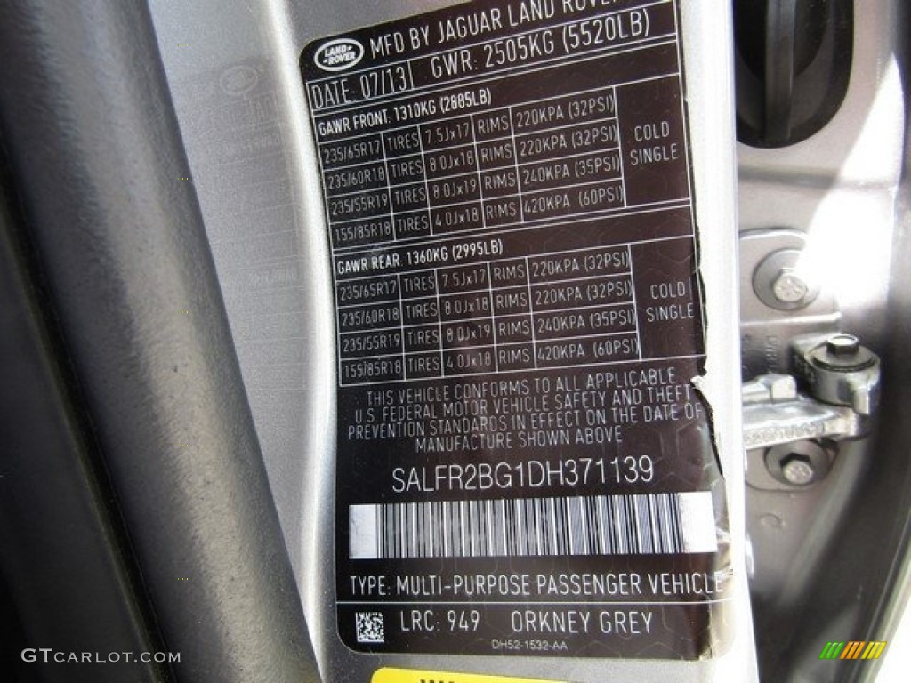 2013 LR2 HSE - Orkney Grey Metallic / Ebony photo #34