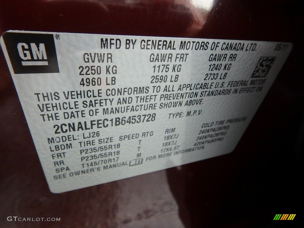 2011 Equinox LTZ - Espresso Brown Metallic / Brownstone/Jet Black photo #28