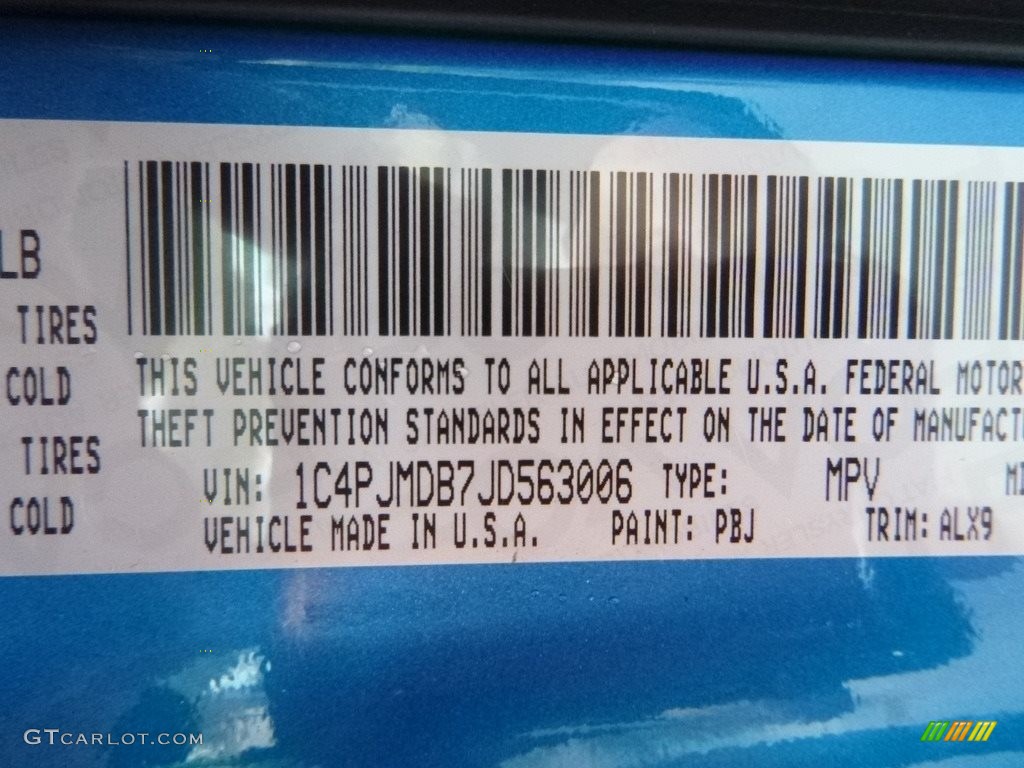 2018 Cherokee Color Code PBJ for Hydro Blue Pearl Photo #123649852