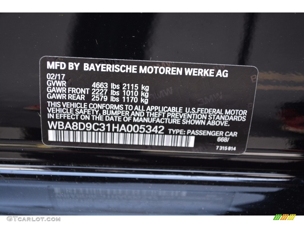 2017 BMW 3 Series 330i xDrive Sedan Color Code Photos