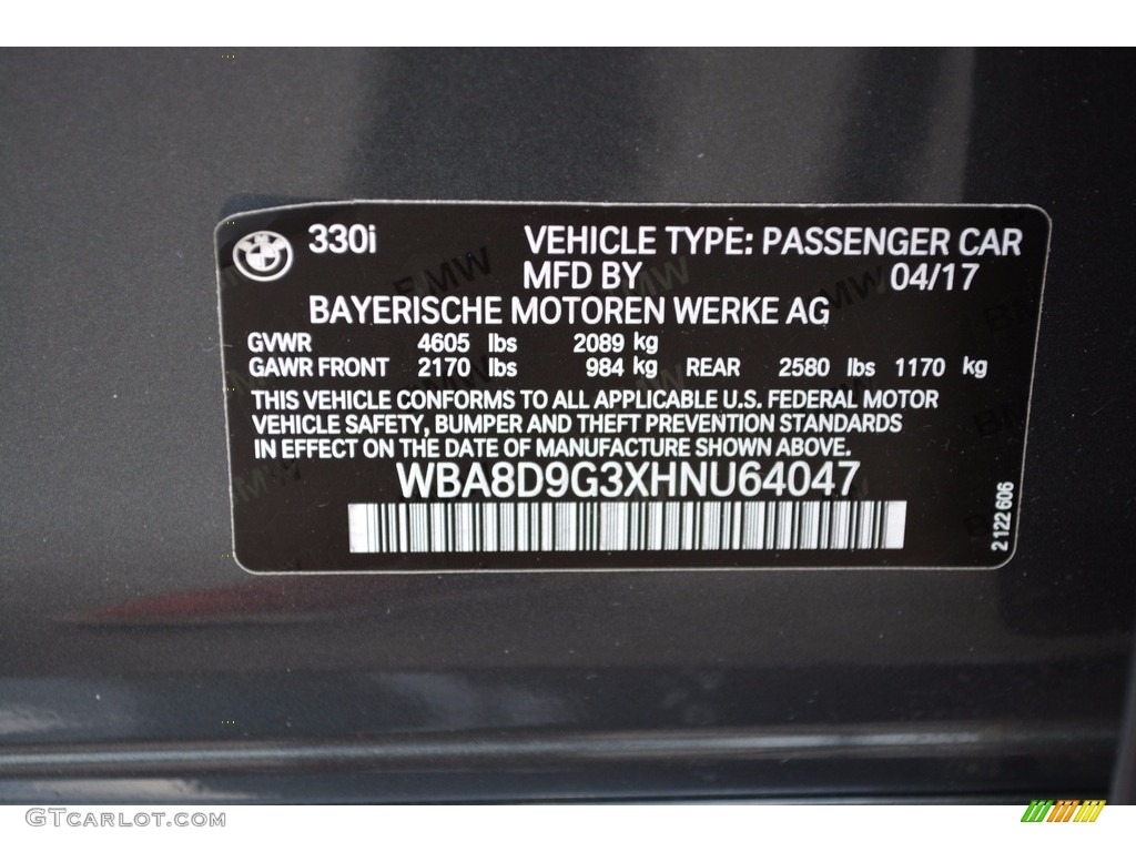 2017 3 Series 330i xDrive Sedan - Mineral Grey Metallic / Black photo #34