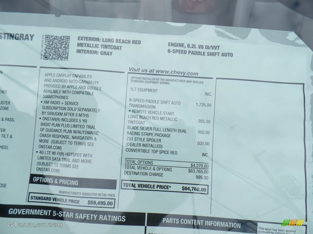2018 Corvette Stingray Convertible - Long Beach Red Metallic Tintcoat / Gray photo #46