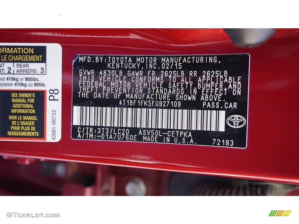 2015 Camry XSE - Ruby Flare Pearl / Black photo #24