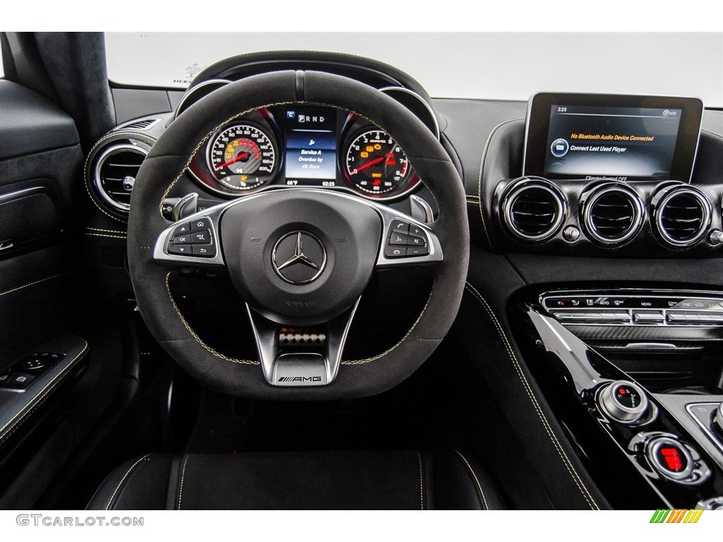 2017 Mercedes-Benz AMG GT Coupe Black Exclusive/DINAMICA w/Yellow Accent Stitching Steering Wheel Photo #123683721