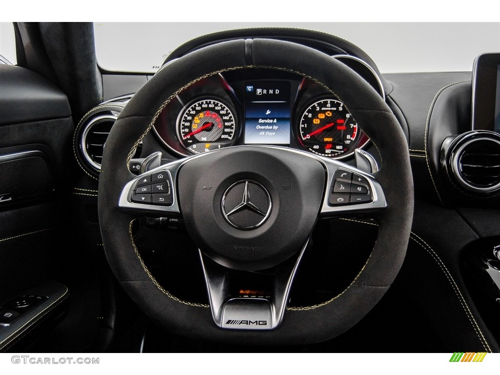 2017 Mercedes-Benz AMG GT Coupe Black Exclusive/DINAMICA w/Yellow Accent Stitching Steering Wheel Photo #123684128
