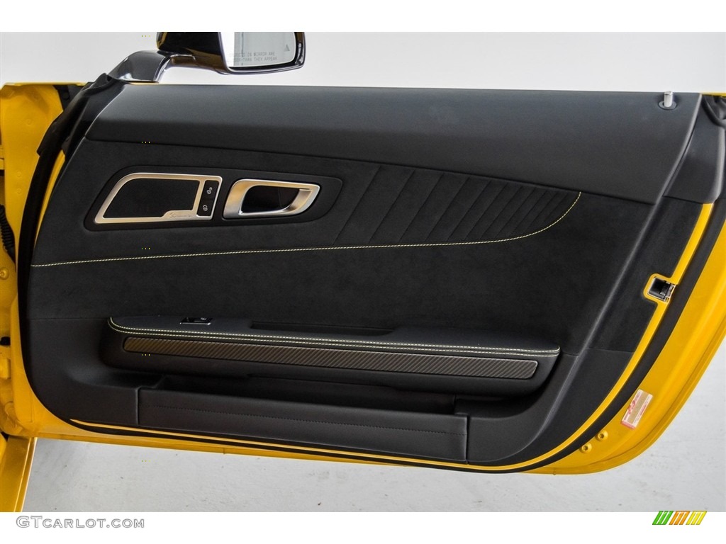 2017 Mercedes-Benz AMG GT Coupe Black Exclusive/DINAMICA w/Yellow Accent Stitching Door Panel Photo #123684326