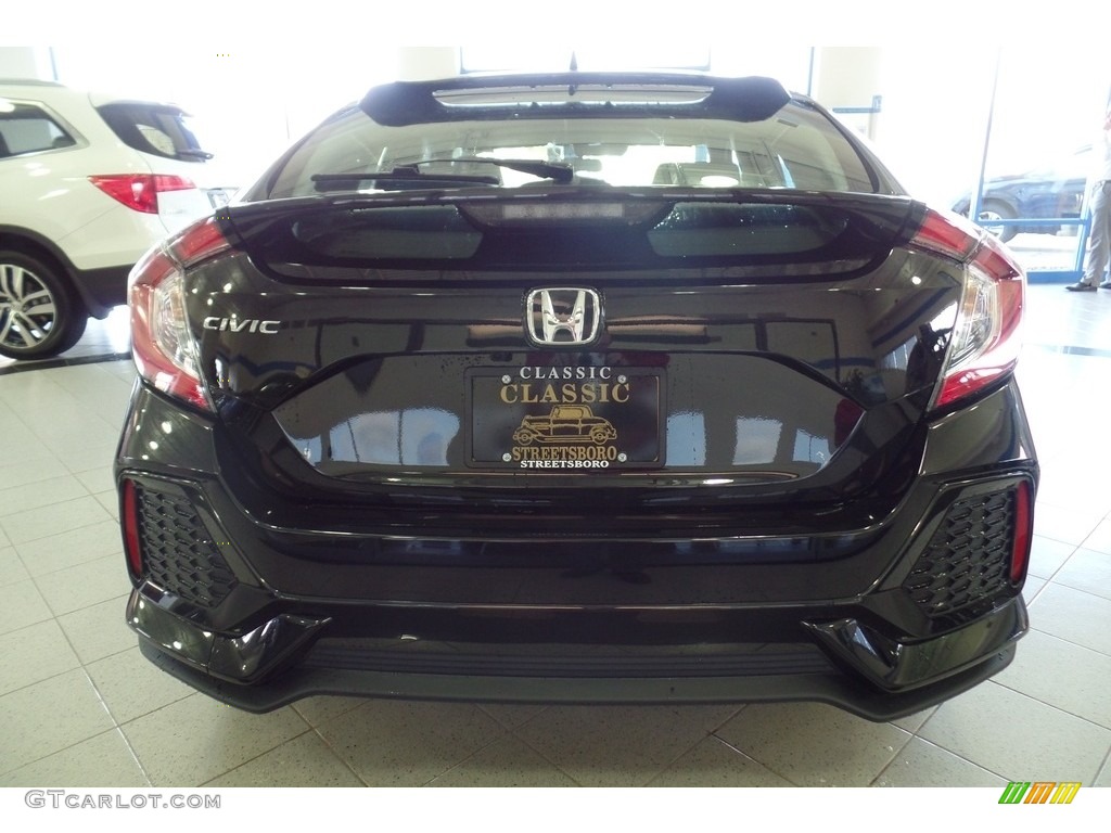 2018 Civic LX Hatchback - Crystal Black Pearl / Black/Ivory photo #5