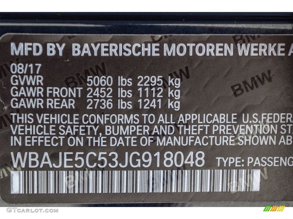 2018 5 Series 540i Sedan - Imperial Blue Metallic / Black photo #11