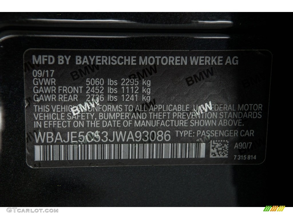 2018 5 Series 540i Sedan - Dark Graphite Metallic / Black photo #12