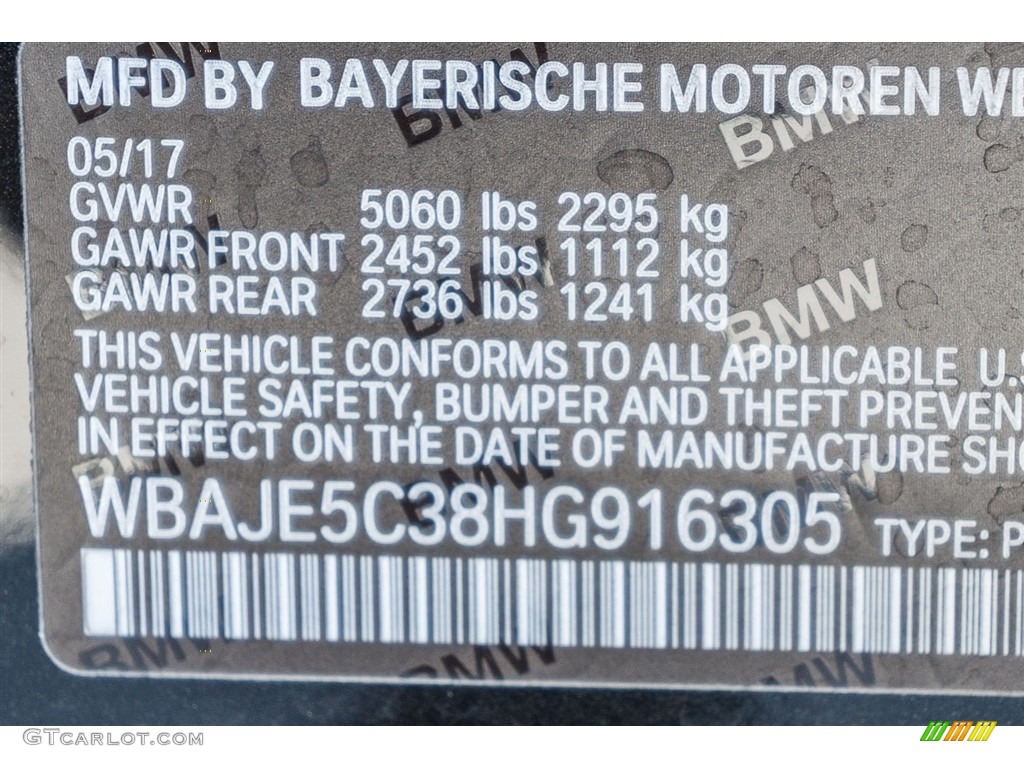 2017 5 Series 540i Sedan - Black Sapphire Metallic / Black photo #11