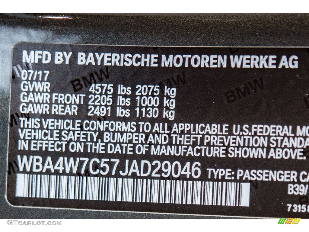 2018 4 Series Color Code B39 for Mineral Grey Metallic Photo #123702638