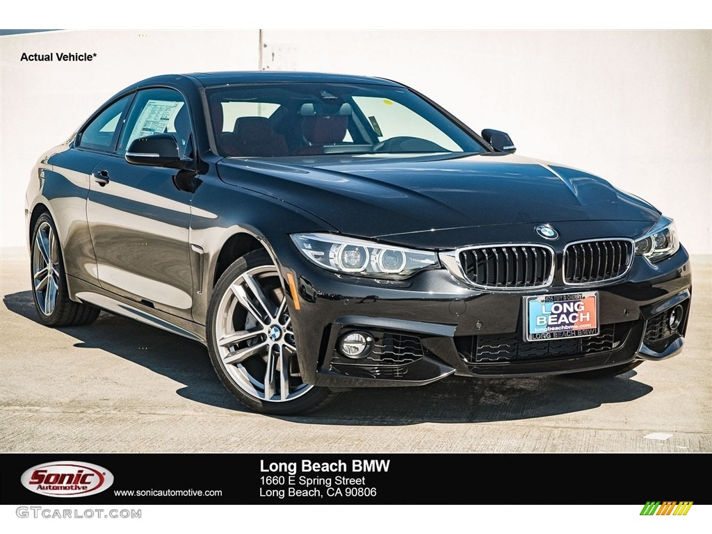 2018 4 Series 440i Coupe - Black Sapphire Metallic / Coral Red photo #1