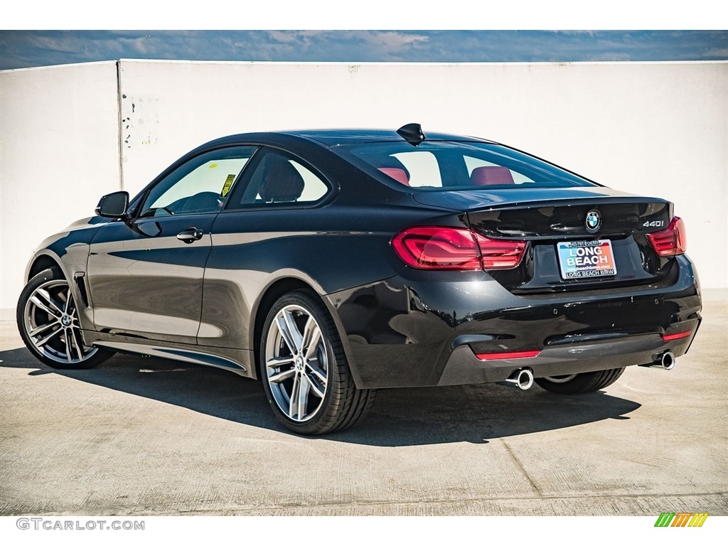 2018 4 Series 440i Coupe - Black Sapphire Metallic / Coral Red photo #3