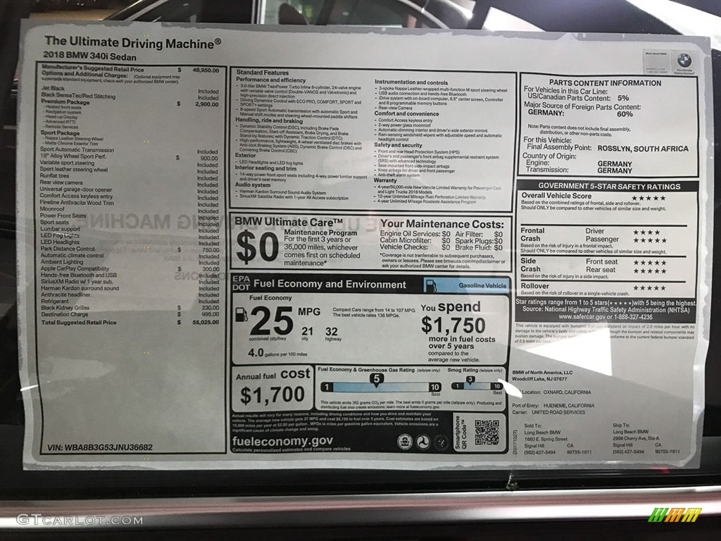 2018 3 Series 340i Sedan - Jet Black / Black photo #10