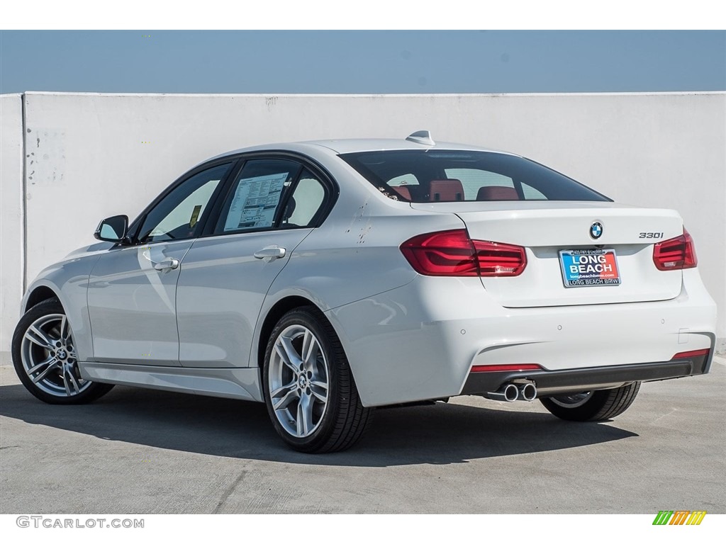 2017 3 Series 330i Sedan - Alpine White / Coral Red photo #3