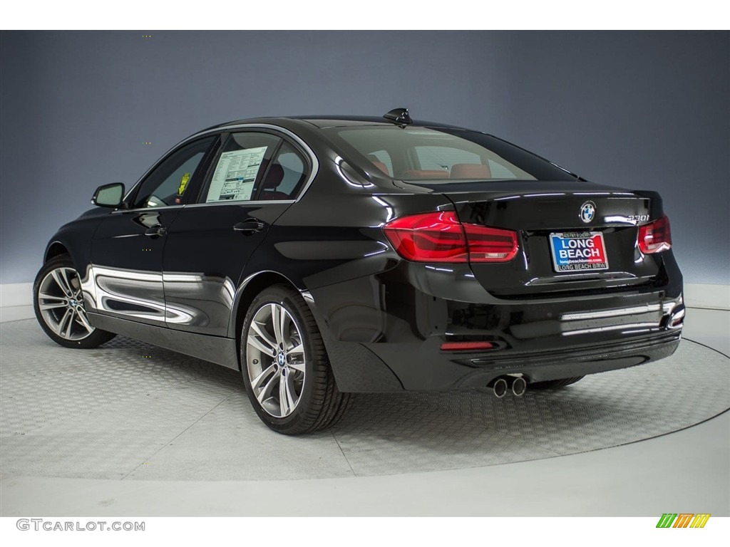 2017 3 Series 330i Sedan - Jet Black / Coral Red photo #4