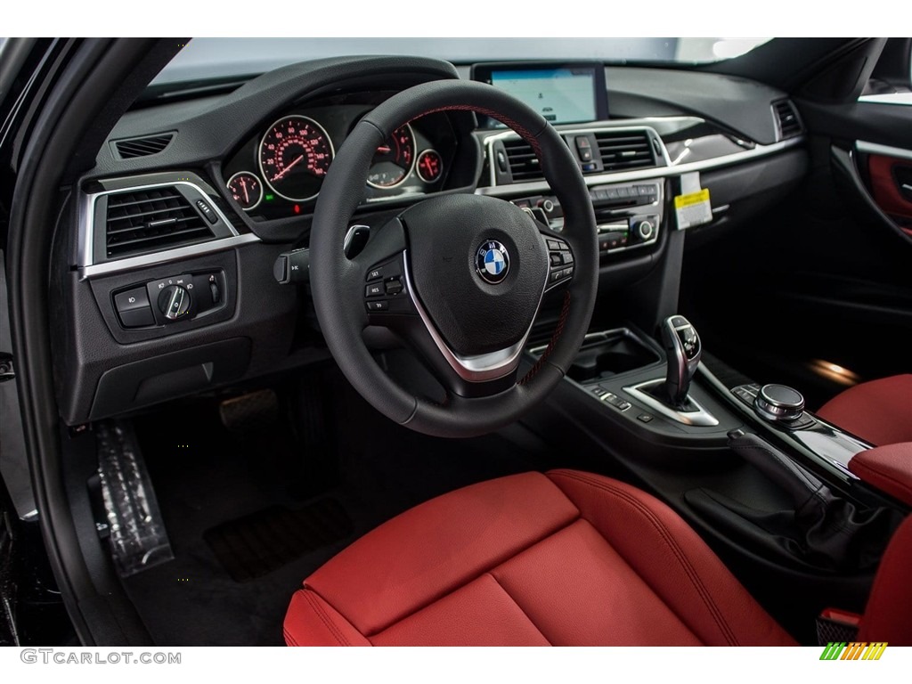 2017 3 Series 330i Sedan - Jet Black / Coral Red photo #6