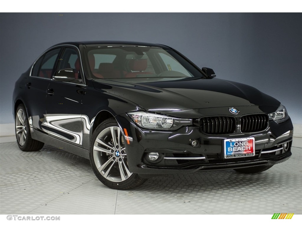 2017 3 Series 330i Sedan - Jet Black / Coral Red photo #11