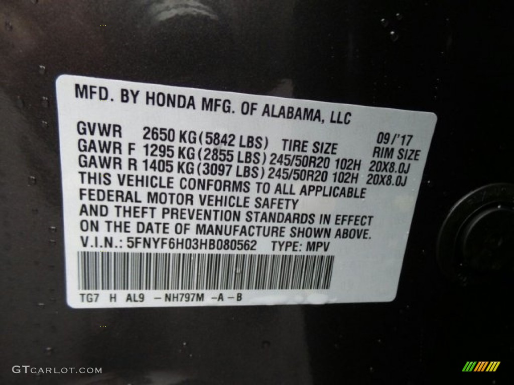 2017 Pilot Elite AWD - Modern Steel Metallic / Black photo #8