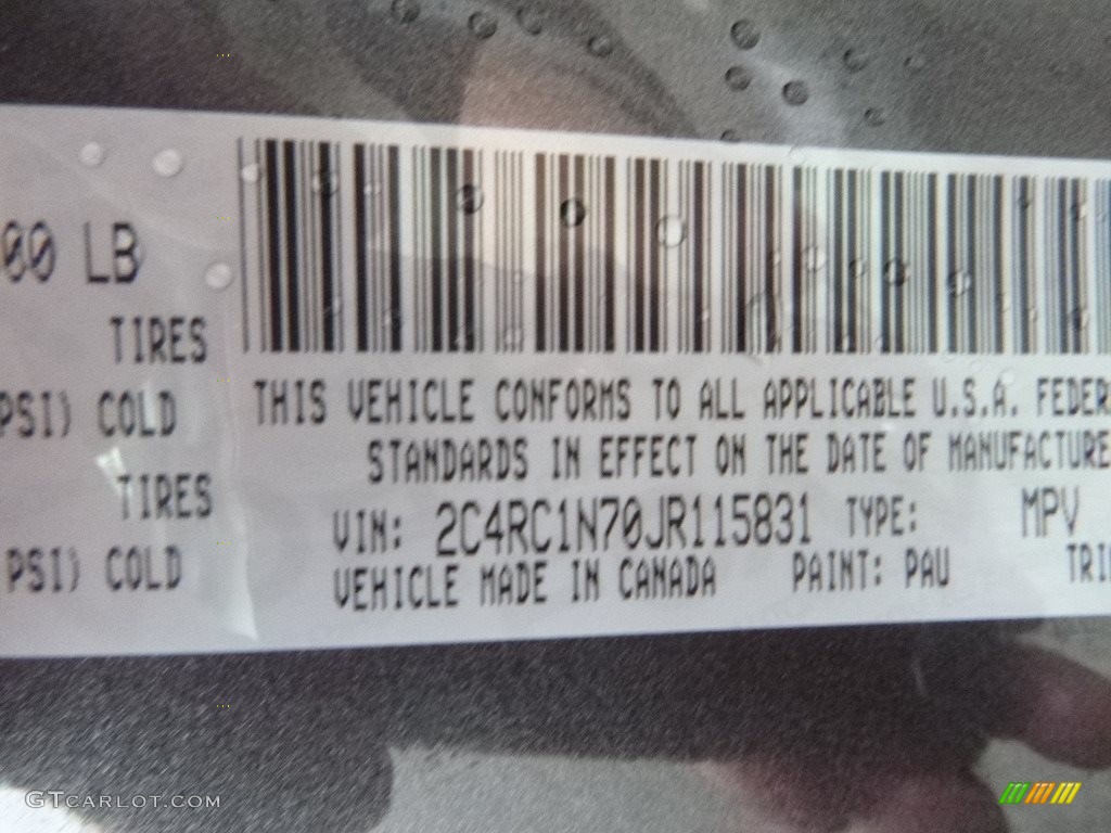 2018 Pacifica Color Code PAU for Granite Crystal Metallic Photo #123731006
