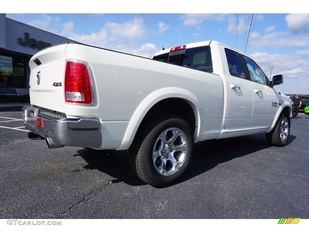 2017 1500 Laramie Quad Cab 4x4 - Pearl White / Canyon Brown/Light Frost Beige photo #7