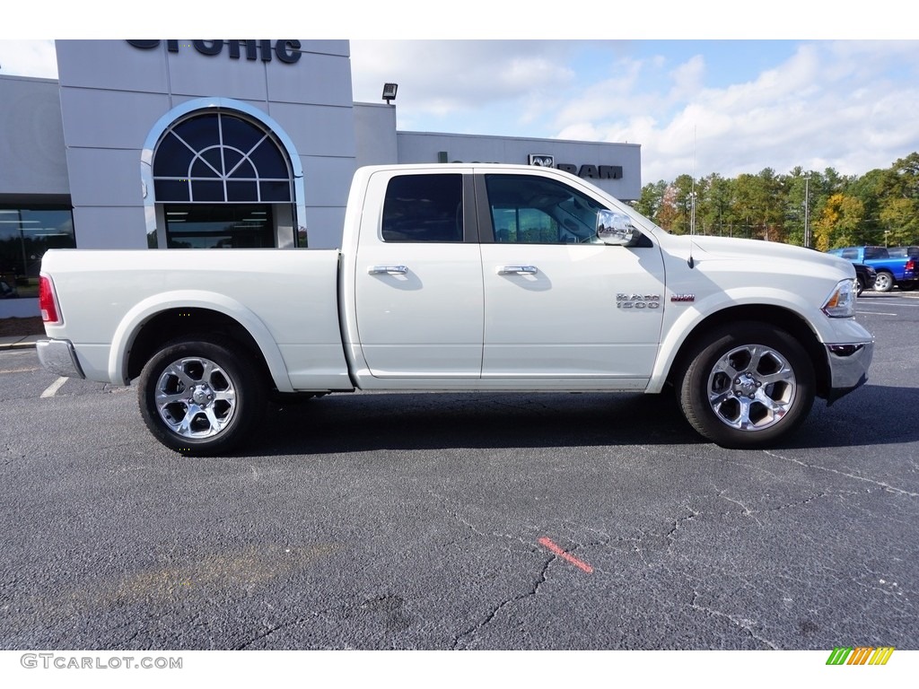2017 1500 Laramie Quad Cab 4x4 - Pearl White / Canyon Brown/Light Frost Beige photo #8