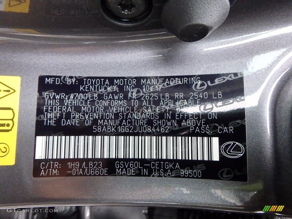 2018 ES 350 - Nebula Gray Pearl / Black photo #11