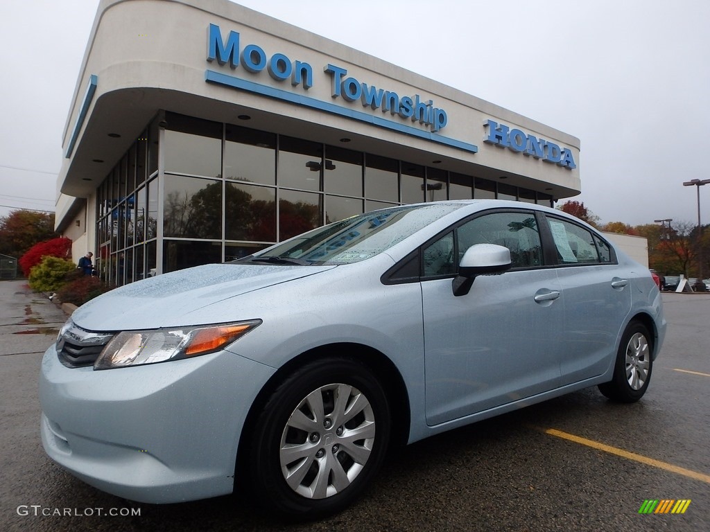 2012 Civic LX Sedan - Cool Mist Metallic / Stone photo #1