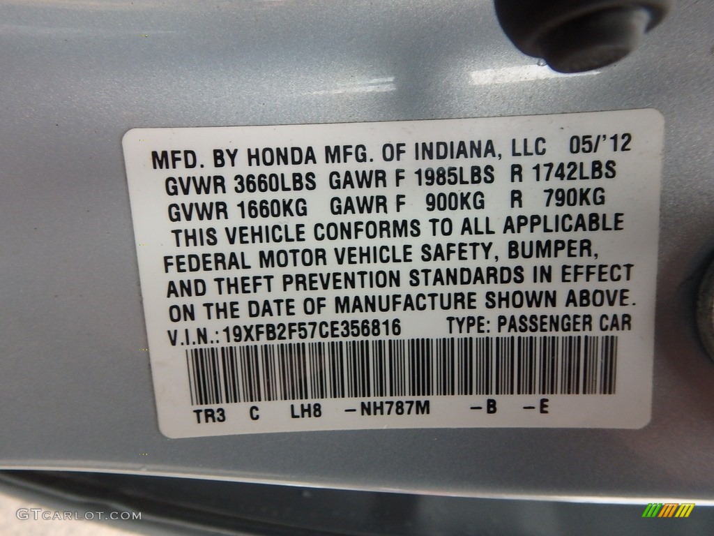 2012 Civic LX Sedan - Cool Mist Metallic / Stone photo #24