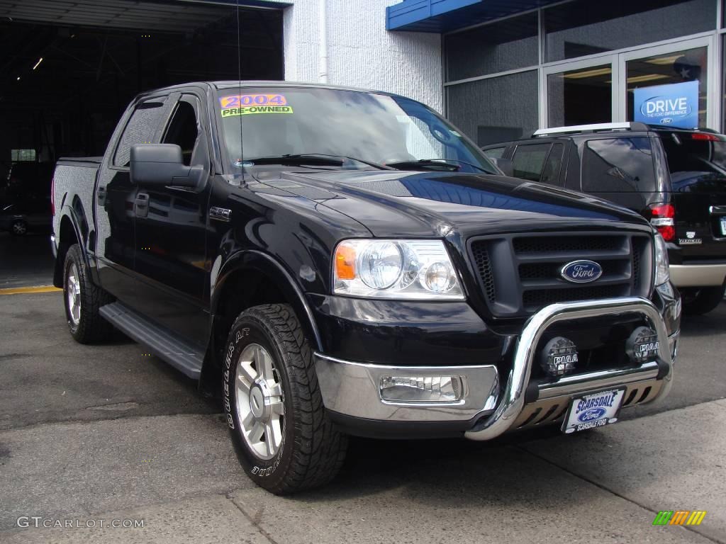 2004 F150 Lariat SuperCrew 4x4 - Black / Black/Medium Flint photo #3