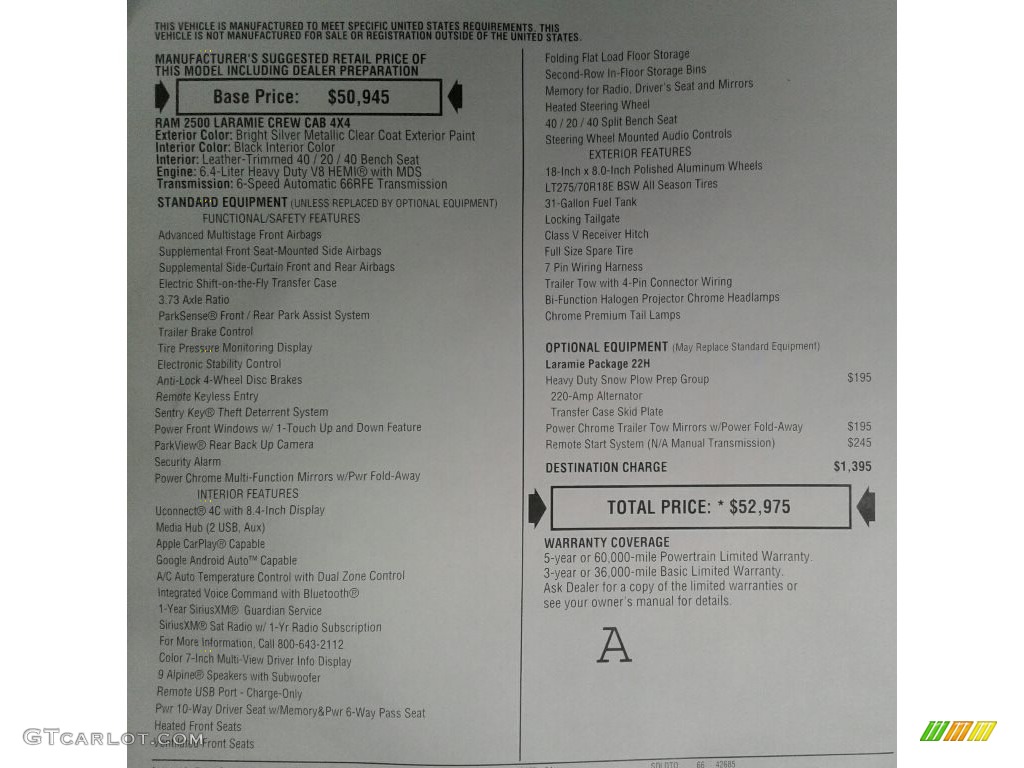 2018 Ram 2500 Laramie Crew Cab 4x4 Window Sticker Photos