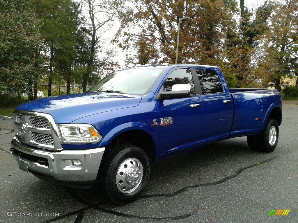 Blue Streak Pearl 2018 Ram 3500 Laramie Crew Cab 4x4 Dual Rear Wheel Exterior Photo #123757115