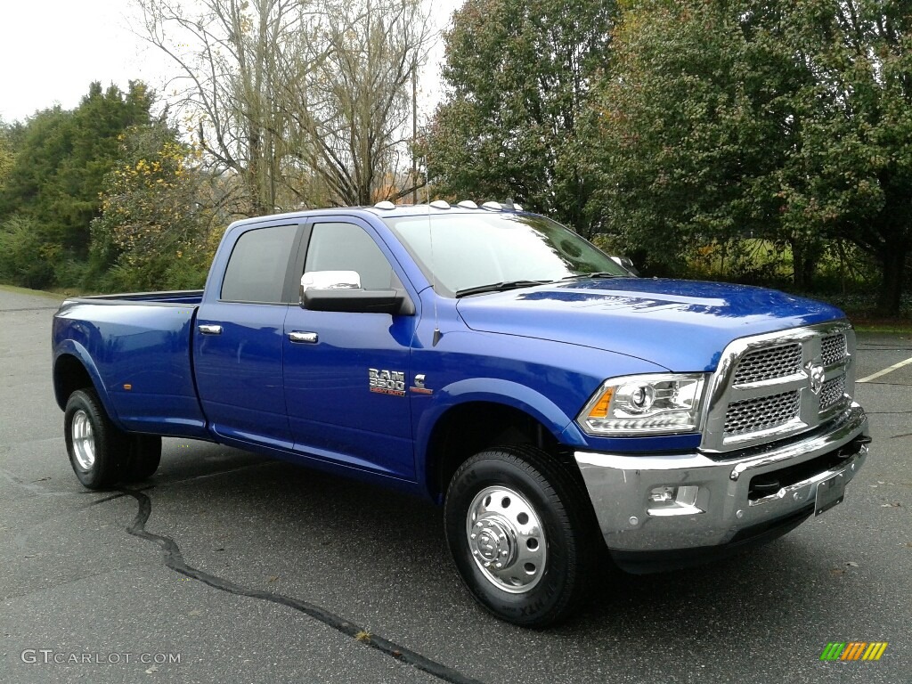 Blue Streak Pearl 2018 Ram 3500 Laramie Crew Cab 4x4 Dual Rear Wheel Exterior Photo #123757178