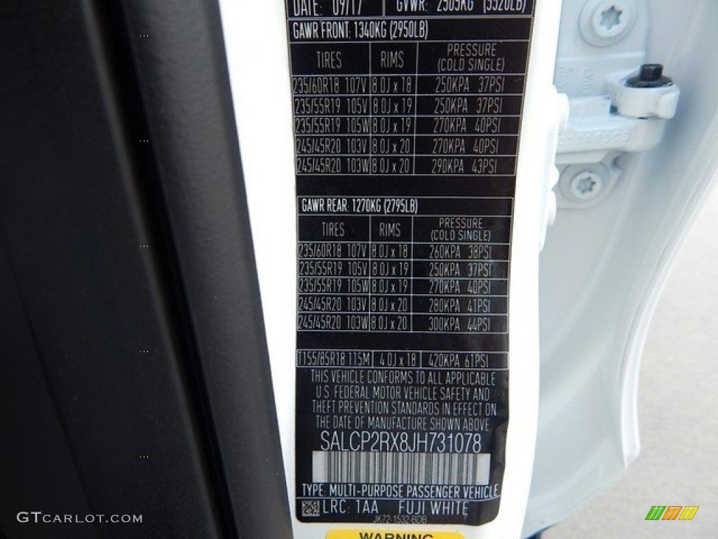 2018 Land Rover Discovery Sport SE Color Code Photos
