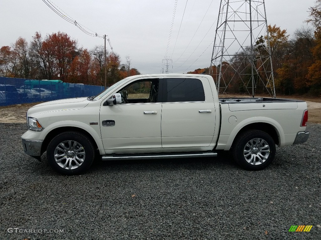 Pearl White 2018 Ram 1500 Laramie Longhorn Crew Cab 4x4 Exterior Photo #123761276