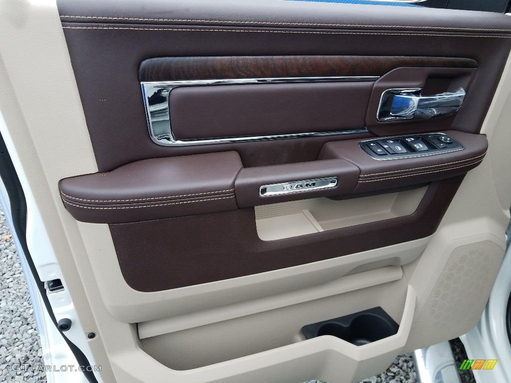 2018 1500 Laramie Longhorn Crew Cab 4x4 - Pearl White / Canyon Brown/Light Frost Beige photo #8