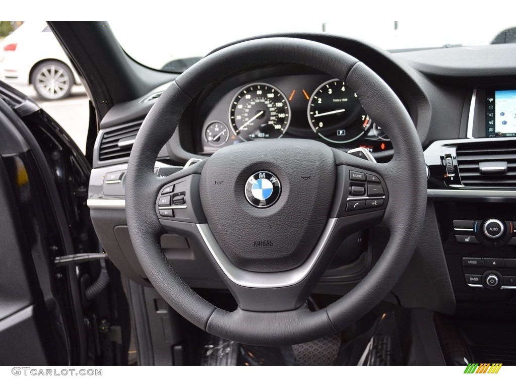 2018 BMW X4 xDrive28i Black Steering Wheel Photo #123763559