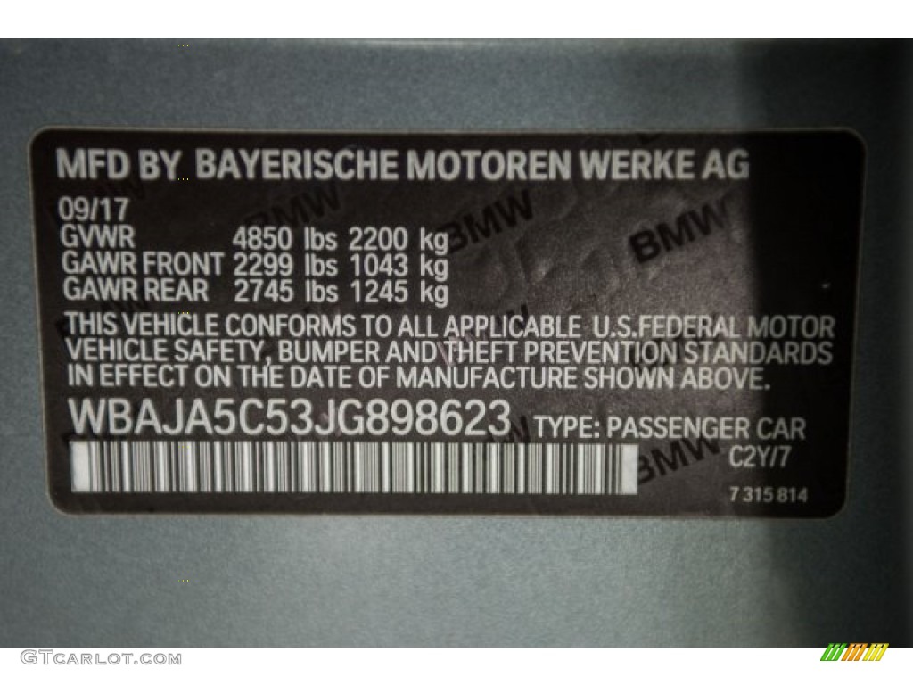 2018 5 Series 530i Sedan - Bluestone Metallic / Black photo #12
