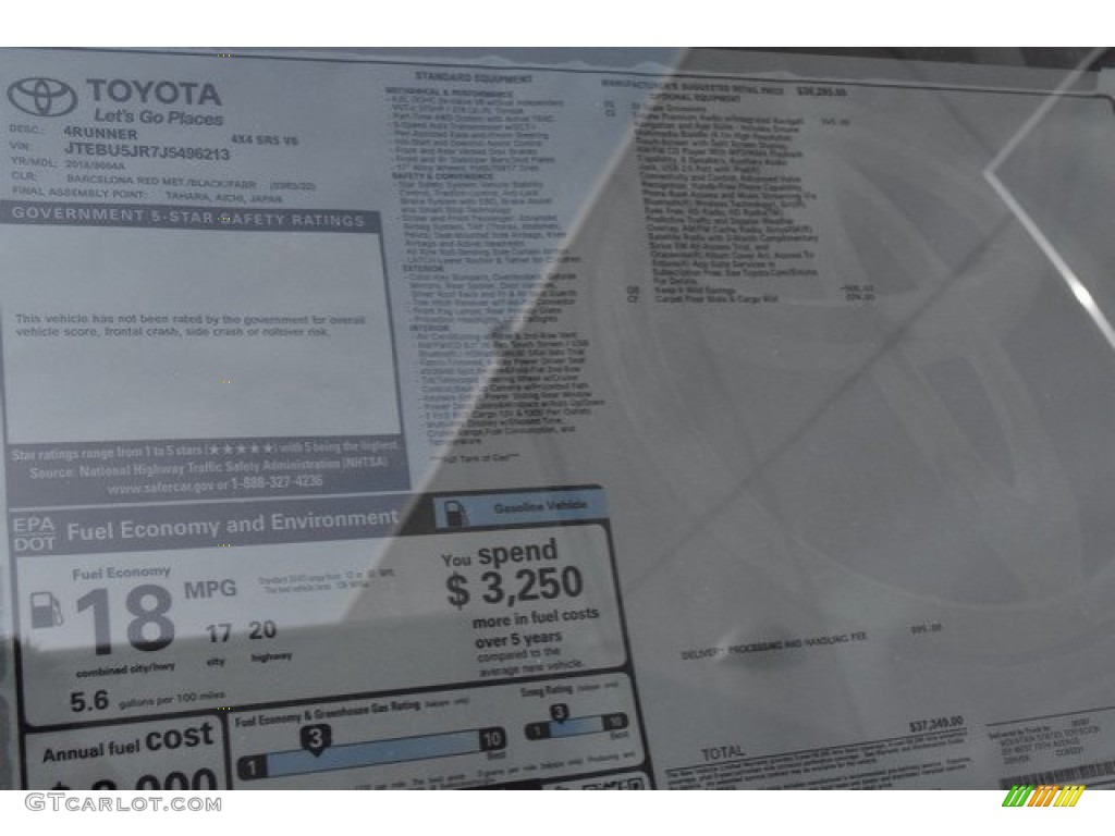 2018 4Runner SR5 4x4 - Barcelona Red Metallic / Black photo #10