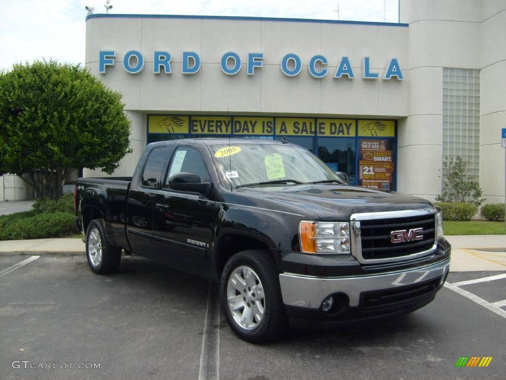 2008 Sierra 1500 SLT Extended Cab 4x4 - Onyx Black / Light Cashmere photo #1