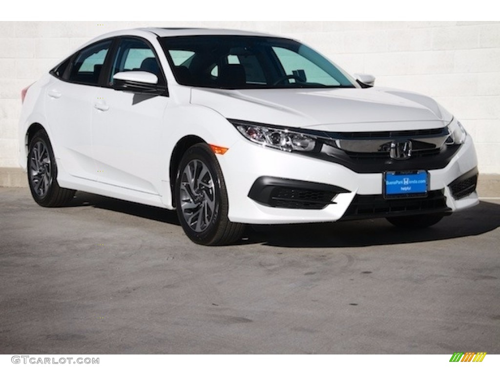 2018 Civic EX Sedan - White Orchid Pearl / Black photo #1