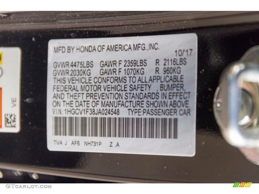 2018 Accord Color Code NH731P for Crystal Black Pearl Photo #123782641