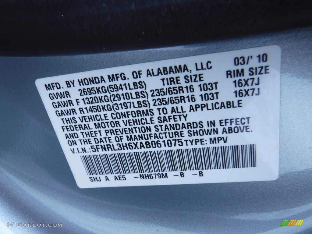 2010 Odyssey EX-L - Slate Green Metallic / Gray photo #32