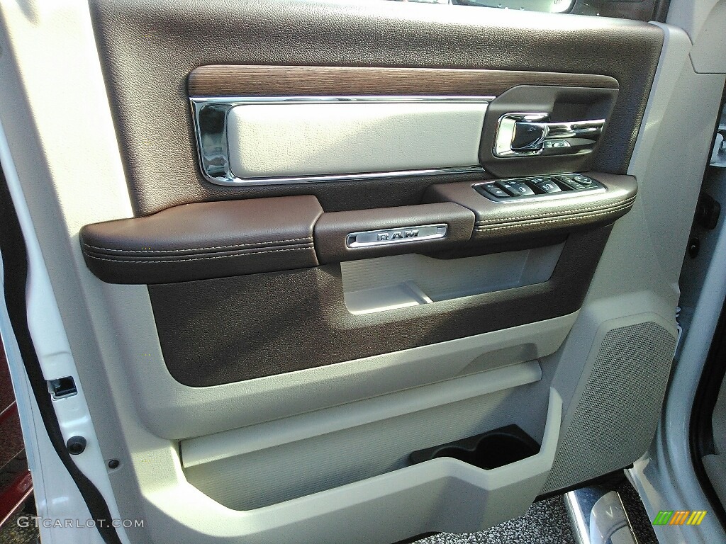 2018 1500 Laramie Crew Cab 4x4 - Pearl White / Canyon Brown/Light Frost Beige photo #3
