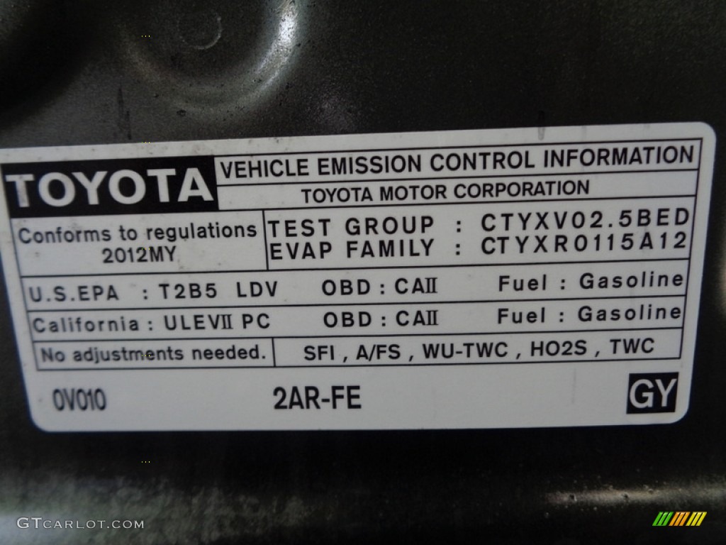 2012 Camry L - Cypress Green Pearl / Ivory photo #89