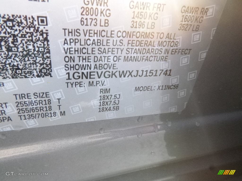 2018 Traverse LT AWD - Pepperdust Metallic / Jet Black photo #16
