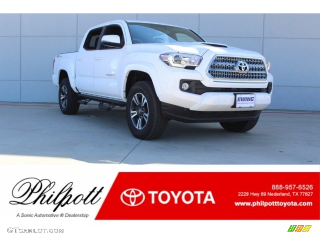 2017 Tacoma TRD Sport Double Cab - Super White / Cement Gray photo #1