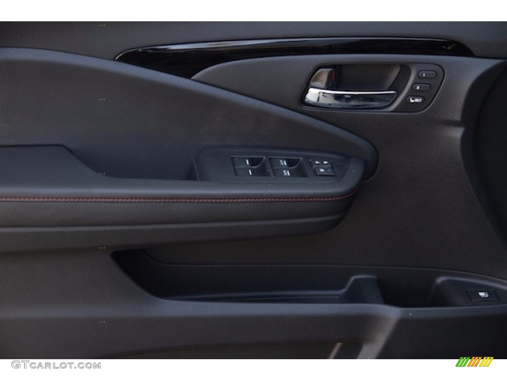 2018 Honda Ridgeline Black Edition AWD Black/Red Door Panel Photo #123828501